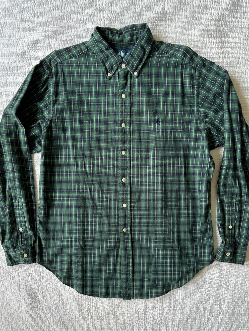 Polo by Ralph Lauren Green Plaid Button-Down Shirt Classic Fit 100% Cotton L
